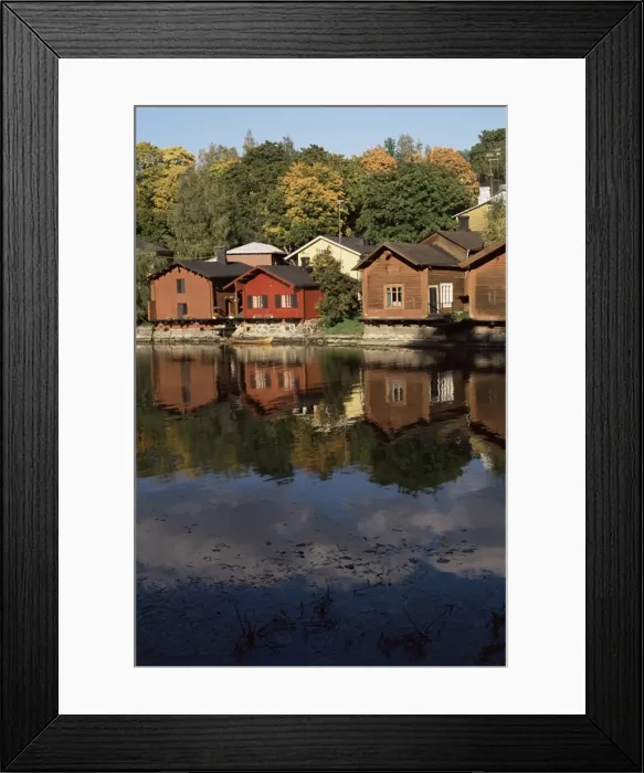Framed Print : Fishermens houses and boat sheds, River Porvoo, Porvoo (Borga), Finland Framed Print : Fishermens houses and boat sheds, River Porvoo, Porvoo (Borga), Finland