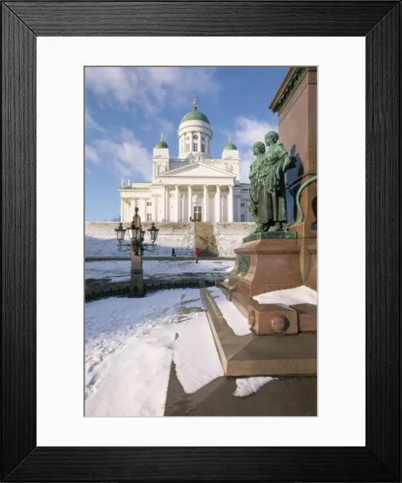 Framed Print : Lutheran Christian cathedral in winter snow, Helsinki, Finland, Scandinavia, Europe