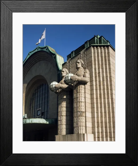 Framed Print : Statues on front of the railway station, Helsinki, Finland, Scandinavia, Europe