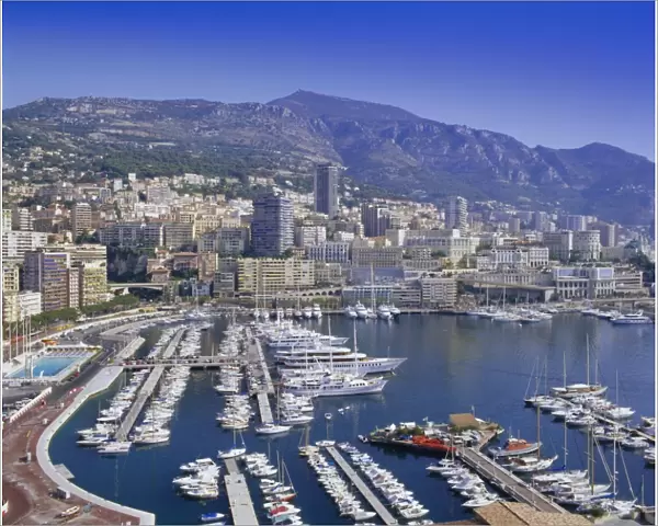 View over the harbour and city, Monte Carlo, Monaco, Cote d Azur, Europe