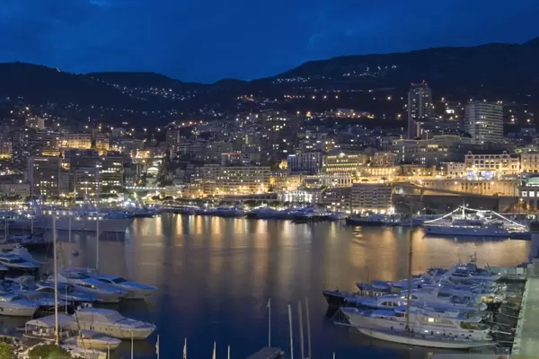 Waterfront at night, Monte Carlo, Principality of Monaco, Cote d Azur