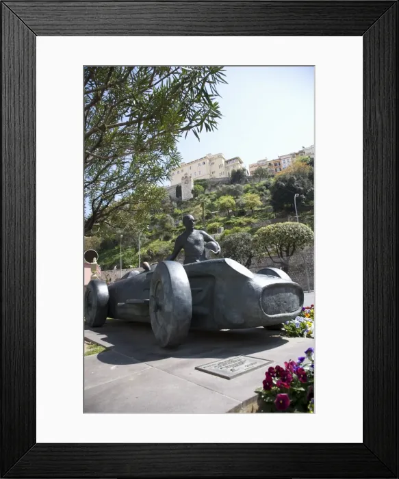 Framed Print : Monument to Juan Manuel Fangio, Monaco, Cote d Azur, Europe Framed Print : Monument to Juan Manuel Fangio, Monaco, Cote d Azur, Europe