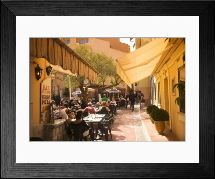 Framed Print : Cafe in the old town, Monaco, Cote d Azur, Europe Framed Print : Cafe in the old town, Monaco, Cote d Azur, Europe
