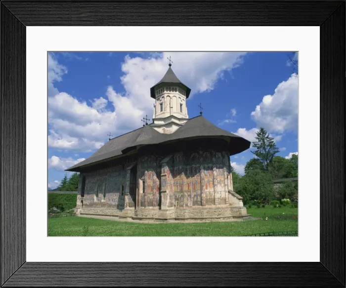 Framed Print : Moldovita Monastery from the southeast, exterior walls painted by Toma of Suceava in 1537 Framed Print : Moldovita Monastery from the southeast, exterior walls painted by Toma of Suceava in 1537