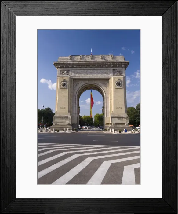 Framed Print : Triumphal Arch (Arcul de Triumf) and Romanian flag, Bucharest, Romania, Europe Framed Print : Triumphal Arch (Arcul de Triumf) and Romanian flag, Bucharest, Romania, Europe