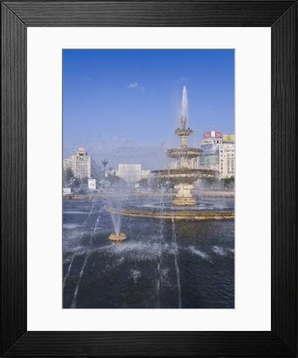 Framed Print : Piata Unirii fountain with the Palace of Parliament building behind, Piata Unirii Framed Print : Piata Unirii fountain with the Palace of Parliament building behind, Piata Unirii