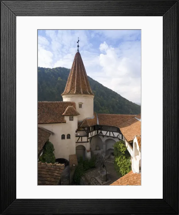 Framed Print : Detail of courtyard and turret, Bran Castle (Draculas Castle), Bran Framed Print : Detail of courtyard and turret, Bran Castle (Draculas Castle), Bran