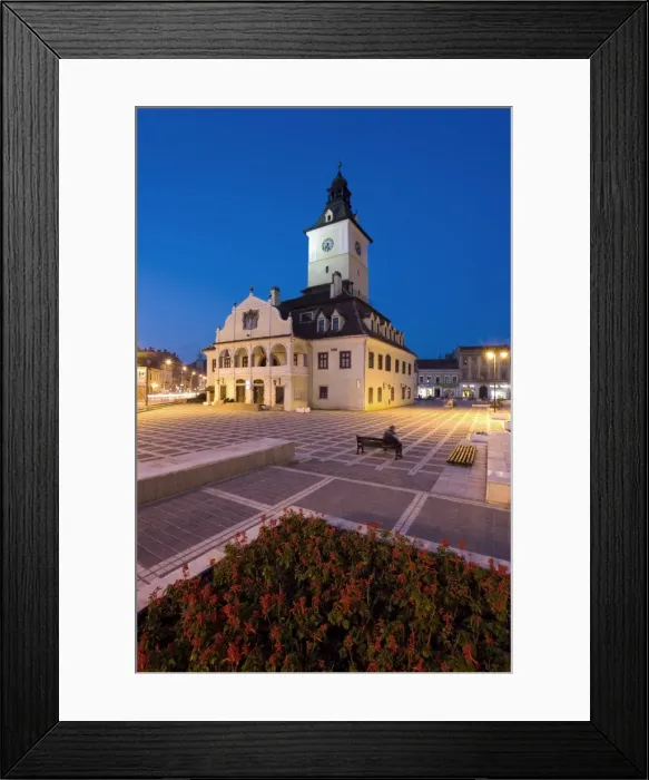 Framed Print : The Council House (Casa Sfatului), dating from 1420 topped by a Trumpeters Tower Framed Print : The Council House (Casa Sfatului), dating from 1420 topped by a Trumpeters Tower