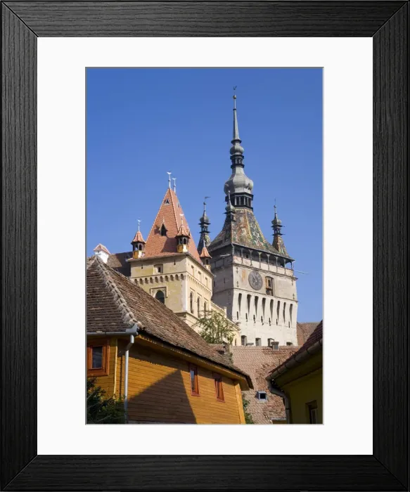 Framed Print : Clock tower (Turnul cu Ceas), 64m tall, formerly the main entrance to the fortified city Framed Print : Clock tower (Turnul cu Ceas), 64m tall, formerly the main entrance to the fortified city