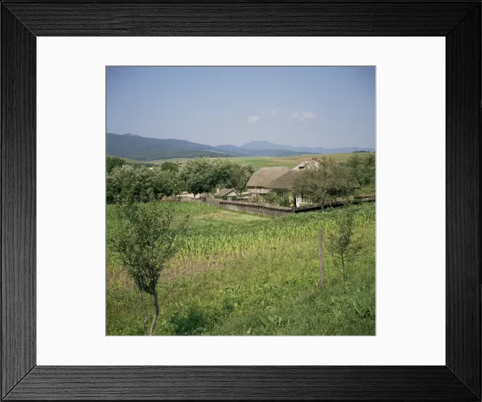 Framed Print : Typical Moldavian village with wooden tiled roofs, Poiana, Moldavia, Romania, Europe Framed Print : Typical Moldavian village with wooden tiled roofs, Poiana, Moldavia, Romania, Europe