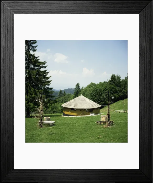 Framed Print : Typical wooden mountain dwelling, Bucegi Mountains, Romania, Europe