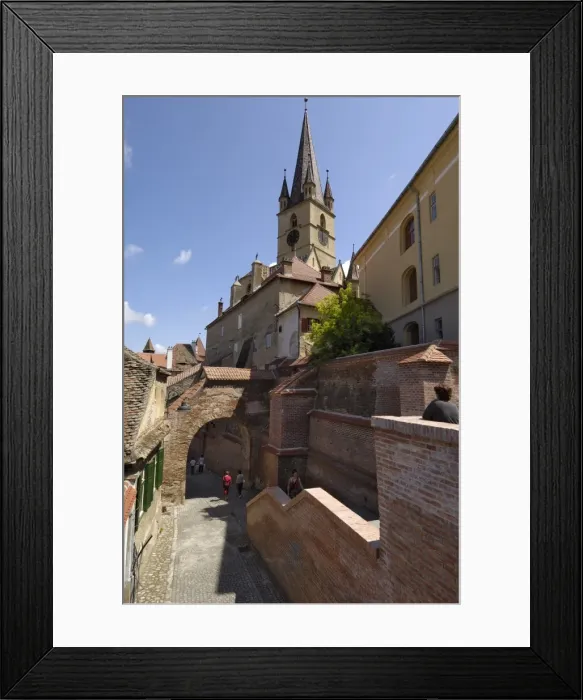 Framed Print : Passageway from the Staircase Tower with the tower of the Evangelical Cathedral in the background Framed Print : Passageway from the Staircase Tower with the tower of the Evangelical Cathedral in the background