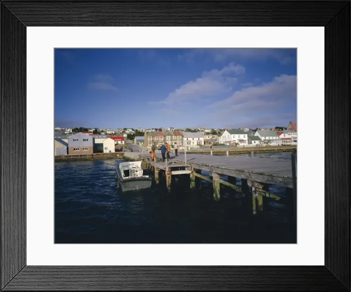 Framed Print : Jetty and town, Stanley, Falkland Islands, South America Framed Print : Jetty and town, Stanley, Falkland Islands, South America