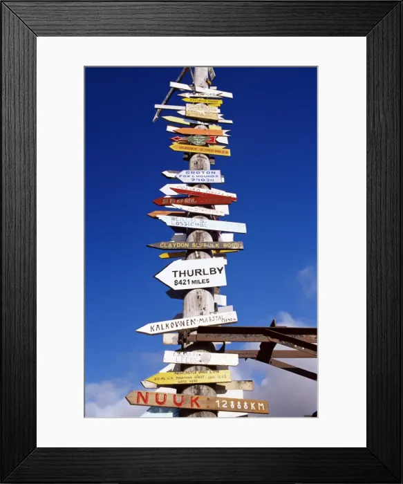 Framed Print : All world directions sign post, Stanley, East Falkland, Falkland Islands Framed Print : All world directions sign post, Stanley, East Falkland, Falkland Islands