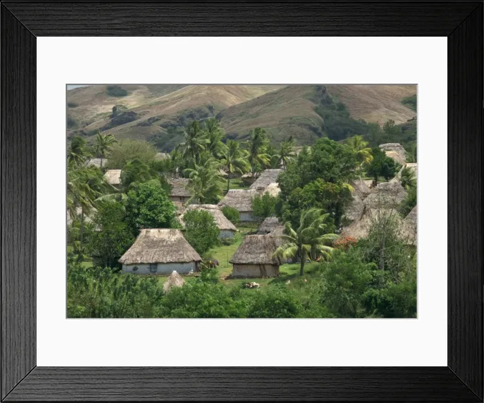 Framed Print : Traditional bures on regular grid pattern, last old style village, Navala Framed Print : Traditional bures on regular grid pattern, last old style village, Navala