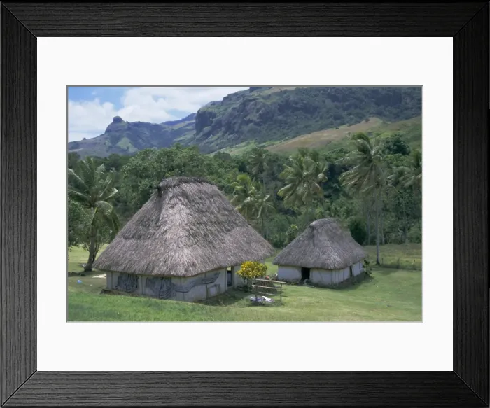 Framed Print : Traditional houses, bures, in the last old-style village, Navala, Viti Levu island Framed Print : Traditional houses, bures, in the last old-style village, Navala, Viti Levu island