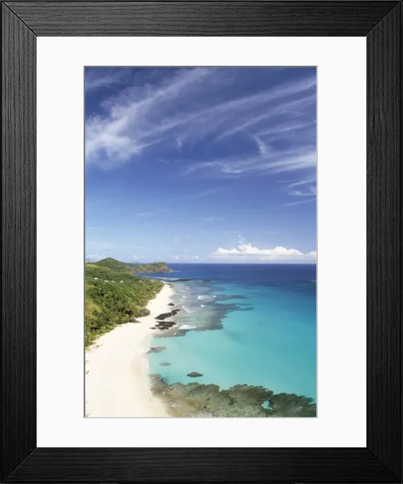 Framed Print : View down west coast, Yasawa Island, Fiji, Pacific Framed Print : View down west coast, Yasawa Island, Fiji, Pacific