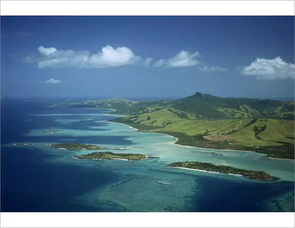 Aerial view over Yasawa Island, Fiji, Pacific Islands, Pacific