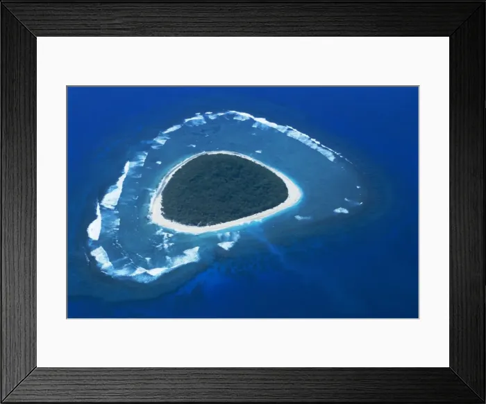 Framed Print : Aerial view, reef formation and island, Fiji, South Pacific islands, Pacific Framed Print : Aerial view, reef formation and island, Fiji, South Pacific islands, Pacific