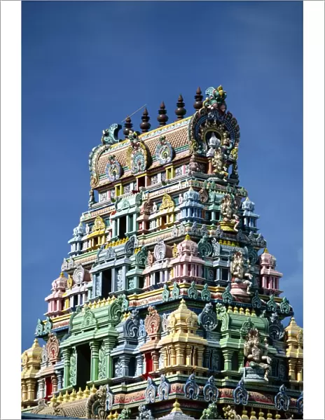 Close-up of an ornate Hindu temple in Nadi (Nandi) on the island of Viti Levu