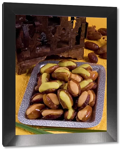 Arabic food, dates stuffed with almonds paste, Middle East