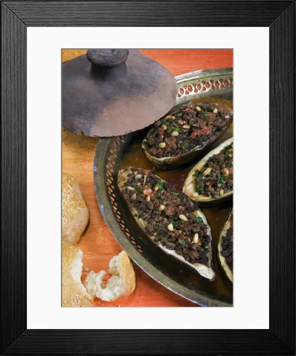 Framed Print : Arabic food, stuffed aubergines, Middle East Framed Print : Arabic food, stuffed aubergines, Middle East