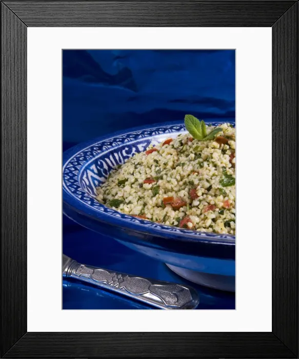 Framed Print : Arabic food, tabuleh, burghul with mint, tomatoes, lemon, parsley, olive oil, Middle East Framed Print : Arabic food, tabuleh, burghul with mint, tomatoes, lemon, parsley, olive oil, Middle East