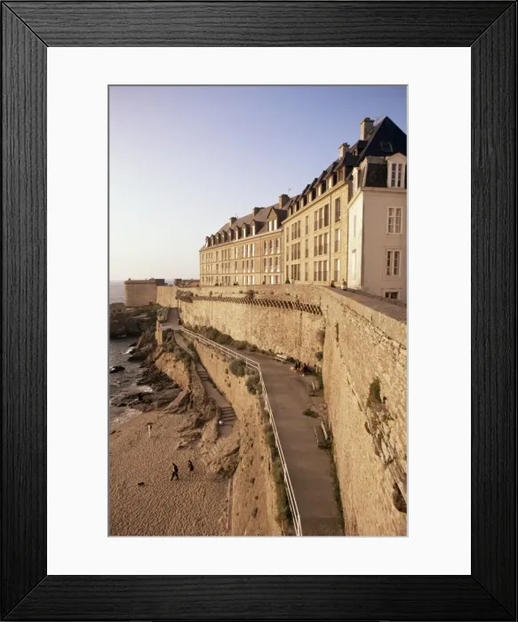 Framed Print : Stone ramparts of one-time pirate base, St. Malo, Brittany, France, Europe Framed Print : Stone ramparts of one-time pirate base, St. Malo, Brittany, France, Europe
