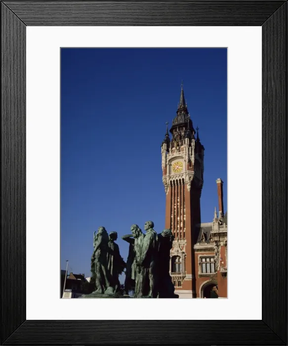 Framed Print : Rodins Burghers and town hall, Calais, Nord-Pas-de-Calais, France, Europe Framed Print : Rodins Burghers and town hall, Calais, Nord-Pas-de-Calais, France, Europe
