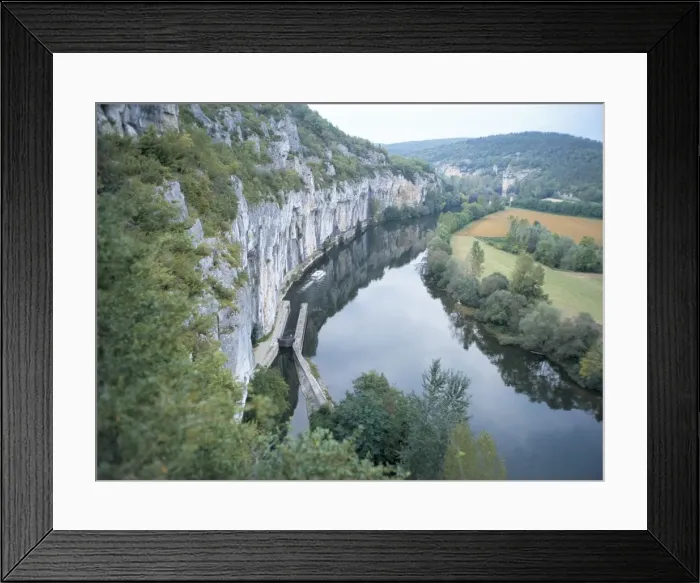 Framed Print : River Lot, with tour boat emerging from lock, near St. Cirq-Lapopie, east of Cahors Framed Print : River Lot, with tour boat emerging from lock, near St. Cirq-Lapopie, east of Cahors