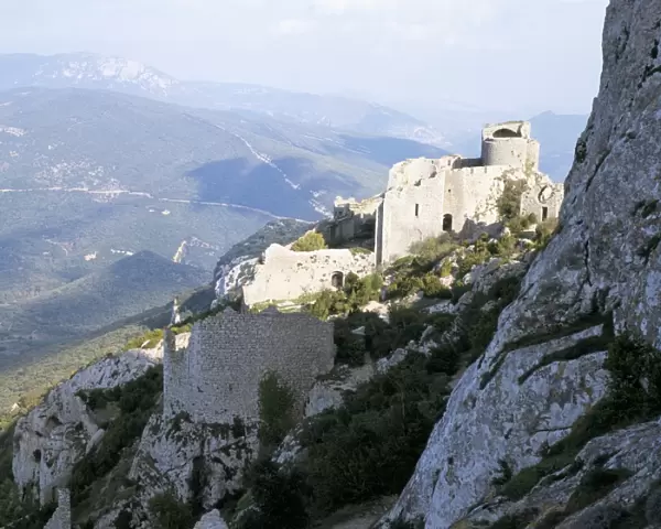 Cathar castle of Peyrepertuse, above Duilhac village, between Carcassonne and Perpignan