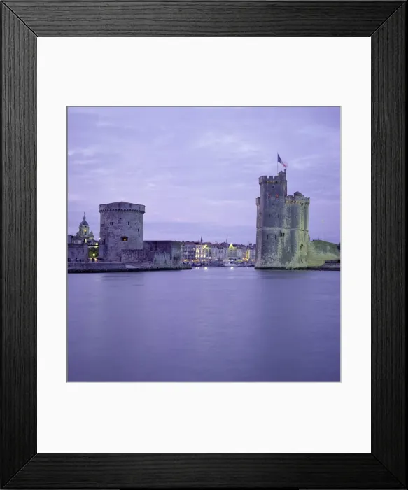Framed Print : Harbour entrance with Tour de la Chaine on left and Tour St. Nicolas (St Framed Print : Harbour entrance with Tour de la Chaine on left and Tour St. Nicolas (St