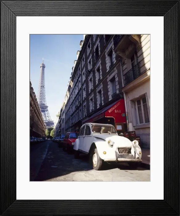 Framed Print : Parked Citroen on Rue de Monttessuy, with the Eiffel Tower behind, Paris Framed Print : Parked Citroen on Rue de Monttessuy, with the Eiffel Tower behind, Paris