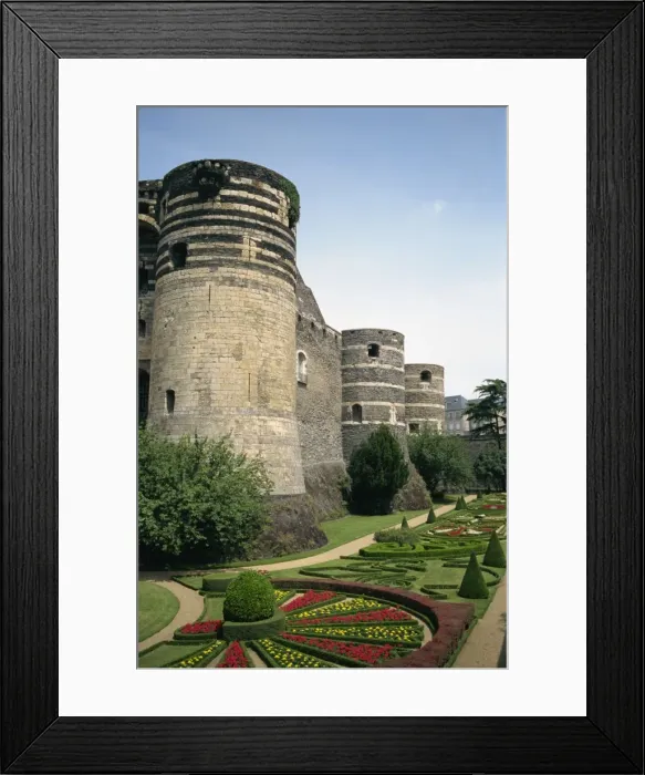 Framed Print : Formal gardens and walls of the Chateau d Angers at Angers in the Pays de la Loire Framed Print : Formal gardens and walls of the Chateau d Angers at Angers in the Pays de la Loire