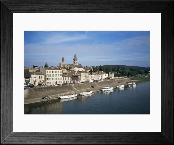 Framed Print : La Saone river and Tournus, Burgundy, France, Europe Framed Print : La Saone river and Tournus, Burgundy, France, Europe