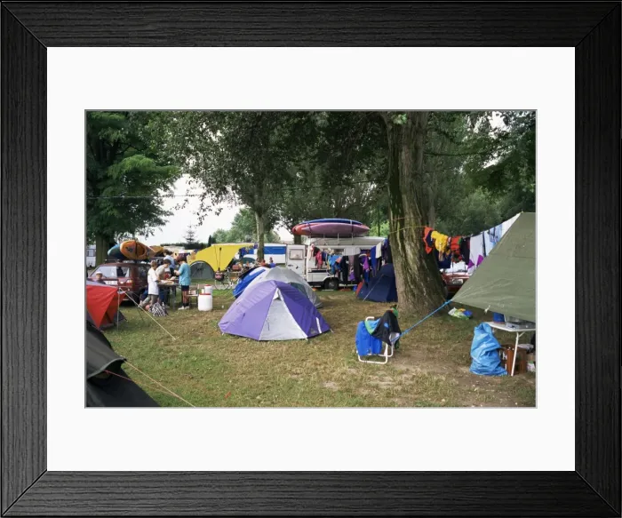 Framed Print : Adventure campsite on River Rhine, Basel, Alsace, France, Europe Framed Print : Adventure campsite on River Rhine, Basel, Alsace, France, Europe