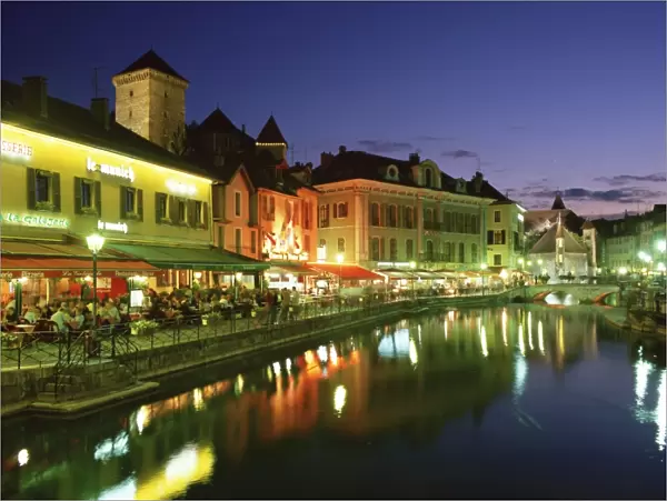 Waterfront restaurants, Annecy, Haute Savoie, France, Europe