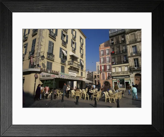 Framed Print : Outdoor cafe in city centre, Toulon, Var, Cote d Azur, Provence, France