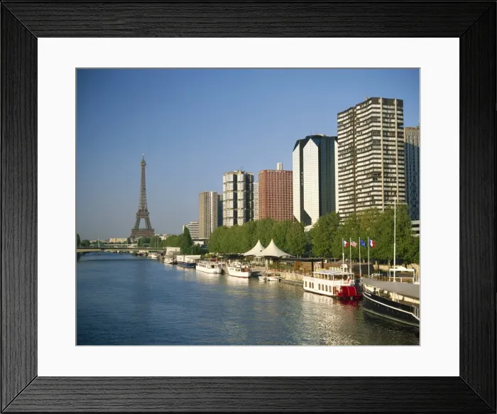 Framed Print : View from the River Seine towards the Beaugrenelle Centre and the Eiffel Tower Framed Print : View from the River Seine towards the Beaugrenelle Centre and the Eiffel Tower