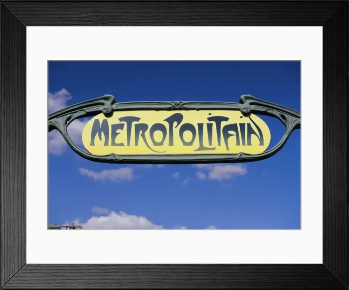 Framed Print : Art deco Metropolitain (subway) sign, Paris, France, Europe Framed Print : Art deco Metropolitain (subway) sign, Paris, France, Europe