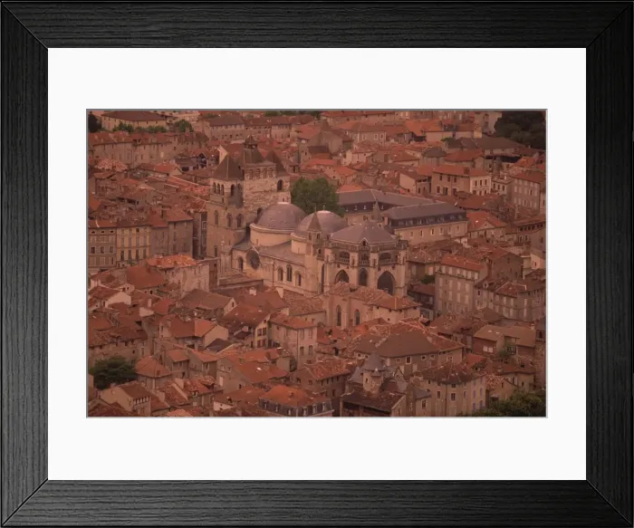 Framed Print : Aerial view over cathedral and old town, Cahors, Lot, Midi Pyrenees, France, Europe Framed Print : Aerial view over cathedral and old town, Cahors, Lot, Midi Pyrenees, France, Europe