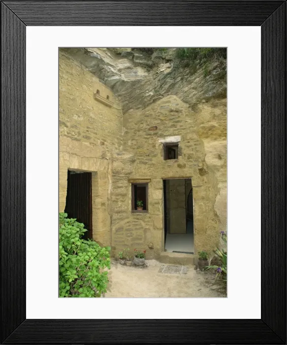 Framed Print : Houses in the rock in the troglodyte village of Rochemenier, near Angers Framed Print : Houses in the rock in the troglodyte village of Rochemenier, near Angers
