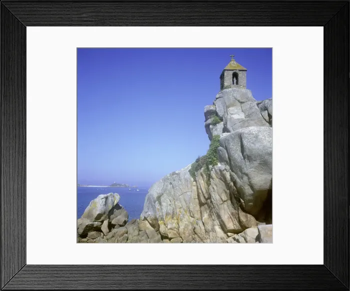 Framed Print : Christian chapel, Notre Dame de Port Blanc, on rocks on coast, Cote de Granit Rose Framed Print : Christian chapel, Notre Dame de Port Blanc, on rocks on coast, Cote de Granit Rose