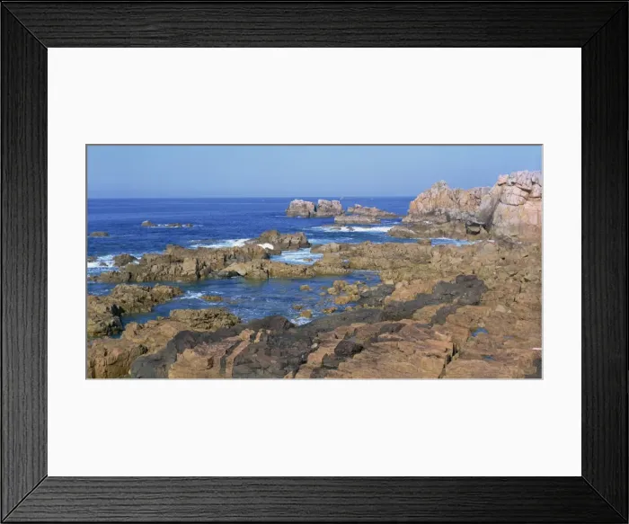 Framed Print : Rocks on the coast at Pointe du Chateau, Le Gouffre, on the Cote de Granit Rose in the Cotes d Amor, Brittany Framed Print : Rocks on the coast at Pointe du Chateau, Le Gouffre, on the Cote de Granit Rose in the Cotes d Amor, Brittany