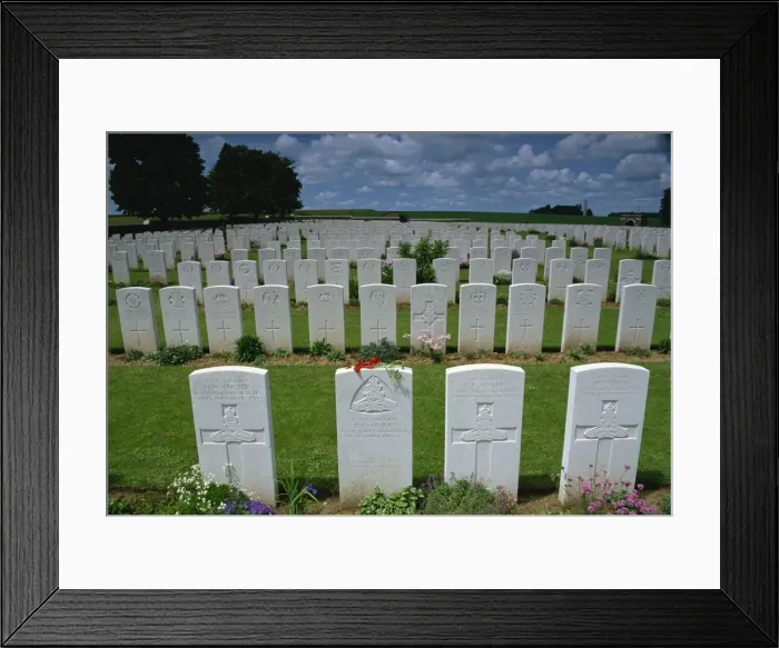 Framed Print : First World War British Cemetery, Valley of the Somme near Mons, Nord-Picardie Framed Print : First World War British Cemetery, Valley of the Somme near Mons, Nord-Picardie