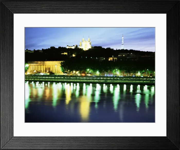 Framed Print : Basilique Notre Dame de Fourviere, Tour Mettalique, River Saone, Lyon, Rhone Framed Print : Basilique Notre Dame de Fourviere, Tour Mettalique, River Saone, Lyon, Rhone