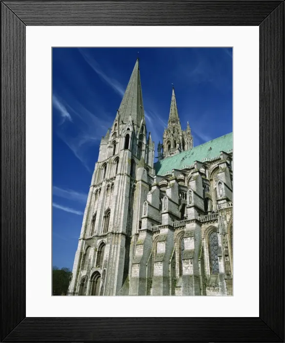 Framed Print : West front of the cathedral at Chartres, UNESCO World Heritage Site, Eure-et-Loir