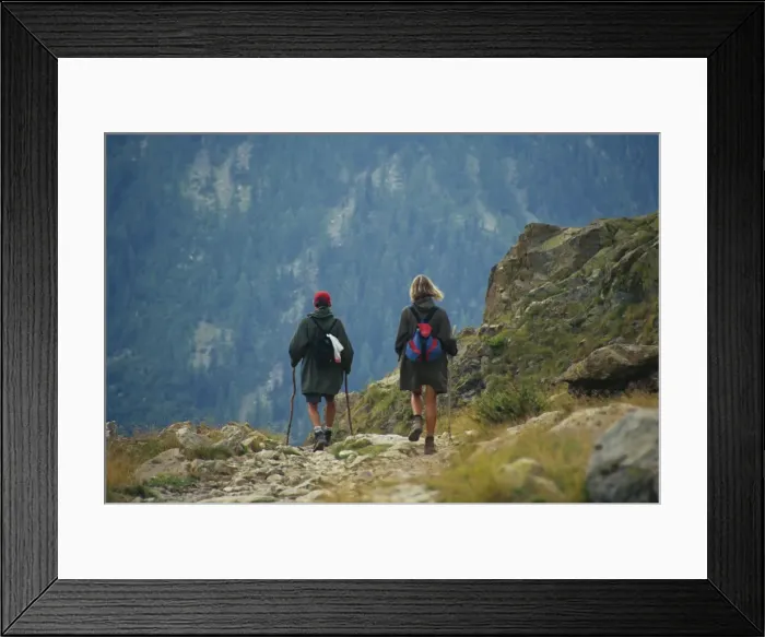 Framed Print : Walkers on path to Lac de Fenestre, Mercantour National Park, Provence, France, Europe Framed Print : Walkers on path to Lac de Fenestre, Mercantour National Park, Provence, France, Europe