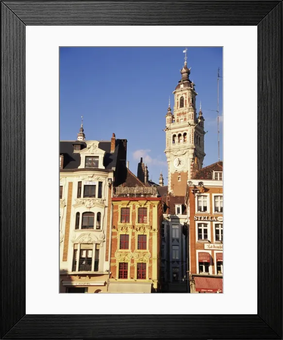 Framed Print : Flemish houses and belfry of the Nouvelle Bourse, Grand Place, Lille, Nord Framed Print : Flemish houses and belfry of the Nouvelle Bourse, Grand Place, Lille, Nord