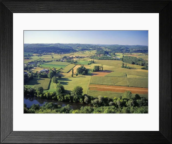 Framed Print : View from Bastide town of Domme across the River Dordogne, Dordogne, Aquitaine Framed Print : View from Bastide town of Domme across the River Dordogne, Dordogne, Aquitaine